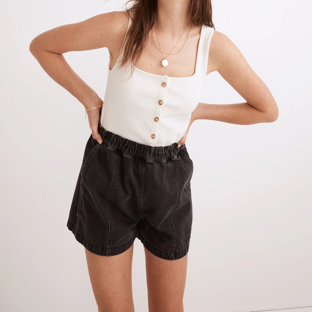 Madewell Denim Easy Pull-On Shorts in Lunar Wash